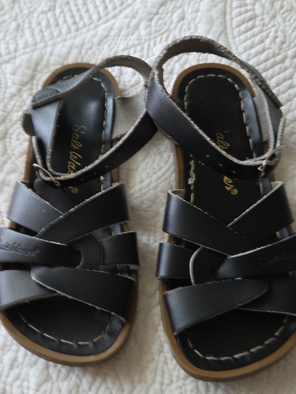 Salt Water Leather Black Sandals